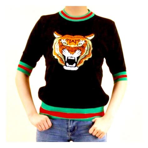 gucci short sleeve knit top black|gucci sweaters for women.